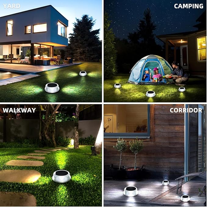 Solar Driveway Lights 4 Pack, Outdoor LED Deck Lights, Solar Powered Waterproof Outdoor Waterproof Road Markers for | Lumora