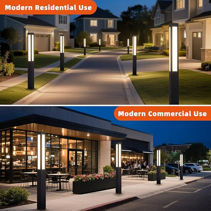 71" Tall Pathway Lights, Landscape Bollard Lights Outdoor, Modern Path Light Waterproof, Aluminum Driveway Light High Voltage Wired, 15W LED Lighting Walkway Lamp for Lawn Patio Yard Garden