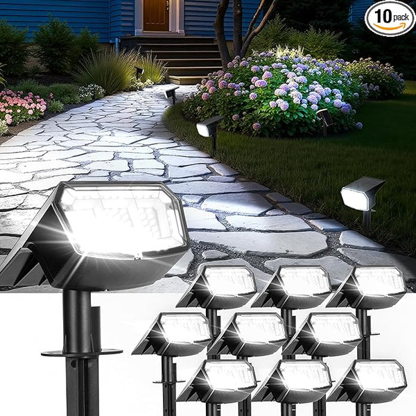 Solar Spot Lights Outdoor IP67 Waterproof 10 Pack, 63 LED 3 Modes Solar Landscape Spotlights for Yard Garden | Lumora
