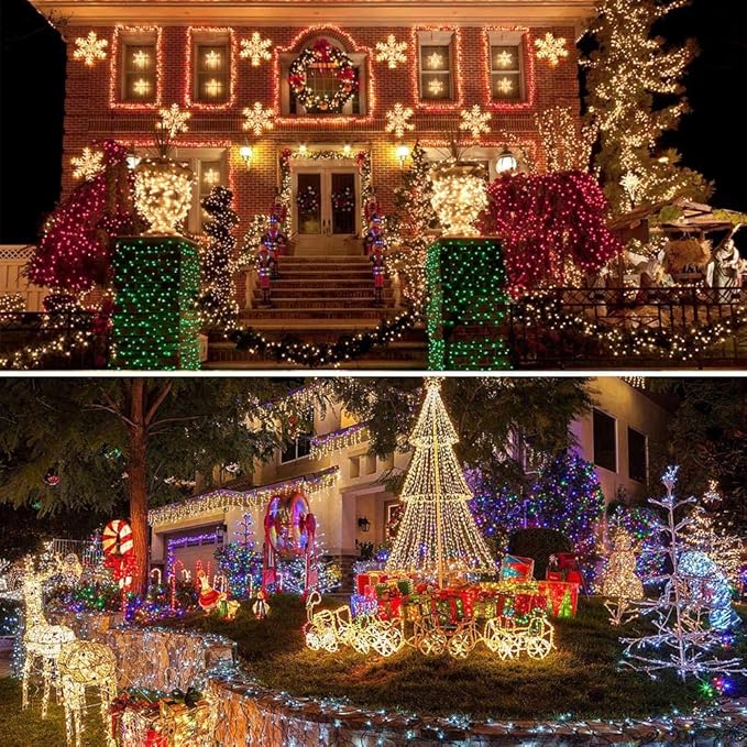 AmyHomie Multicolor Christmas Lights Outdoor, 300LED Lights with 8 Lighting Modes, End to End Connectable Fairy | Lumora