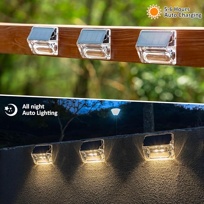 Solar Outdoor Lights, 12 Pack Solar Fence Lights, Deck Lights Waterproof Solar Powered Outside Lighting for Step | Lumora