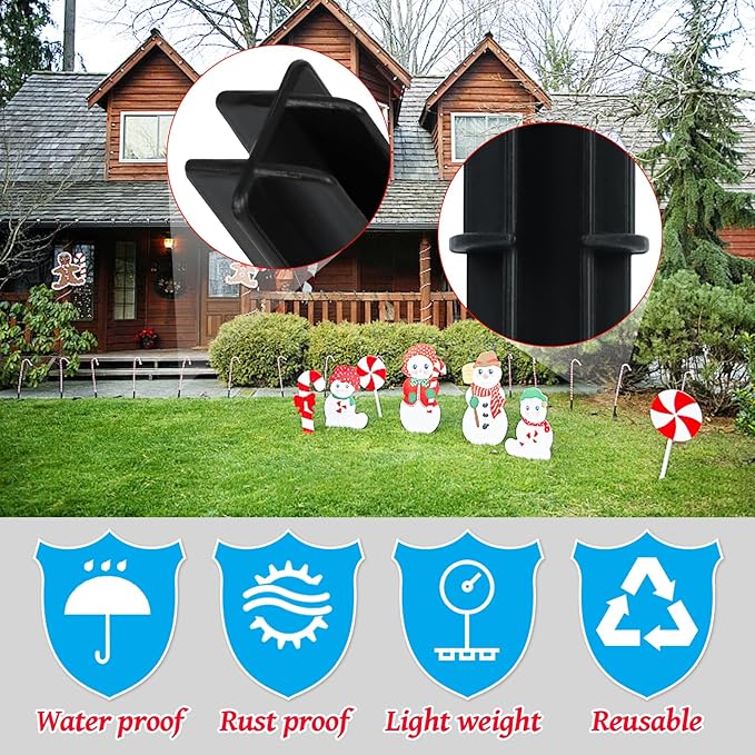 24 Pcs Replacement Stakes for Christmas Candy Cane Lights Outdoor, Pathway Markers Lights Spike Replacer for Pathway Lights Accessories (0.68'*6.05')