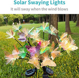 JJGoo 2 Pack Solar Garden Lights, Solar Butterfly Swaying Light for Outside, New Upgraded Outdoor Waterproof Light | Lumora