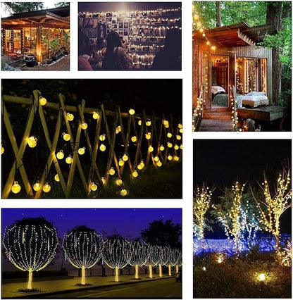 Toodour Solar String Lights Outdoor, 36ft 60 LED Globe String Light with 8 Mode, Waterproof Crystall Ball Lights Solar Patio Lights for Garden, Lawn, Patio, Gazebo, Yard, Outdoor Decor - Warm White