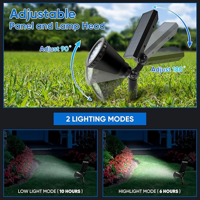 KEV Solar Spot Lights Outdoor,18 LEDs Solar Flood Lights with 2 Modes &Adjustable &IPX65 Waterproof,Solar Spotlight | Lumora