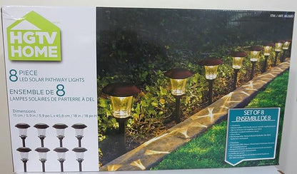 HGTV Solar LED Pathway Lights - 8 Pack