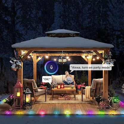 LED Deck Lights Kit, 50 Pack 1.77" RGBW+IC Multicolor Dynamic Low Voltage Recessed Landscape Lights, IP67 Waterproof 12V Step Light Outdoor for Garden Yard Path Ground Stairs, Work with Alexa/Google