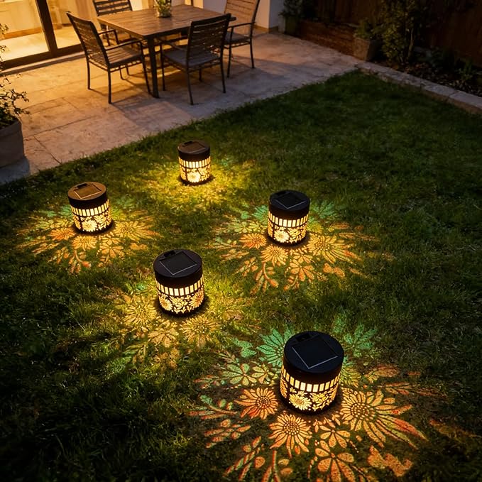 Solar Mandala Lights Outdoor Decorative - Waterproof Metal Mandala Solar Wall Lights, Artistic Fence & Step Lights for Garden, Patio, Backyard, Yard & Outdoor Home (2, Sunflower-Colored Light)