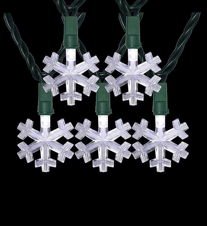 LAMPHOME 12.8ft 50 LED Snowflake String Light for Christmas,Party,Home,Patio Lawn,Garden,Cool White