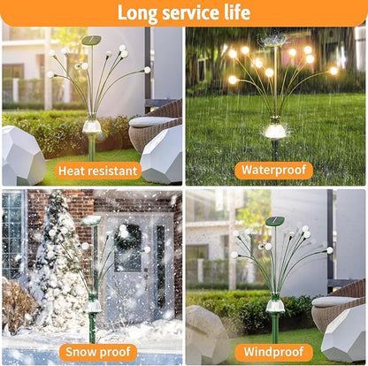 Super Bright Solar Garden Lights Outdoor, 2 Pack Solar Firefly Fairy Swaying Light Waterproof, Yard Lights for Patio/Pathway/Lawn, Gifts for Women, Outside Decoration, Warm White