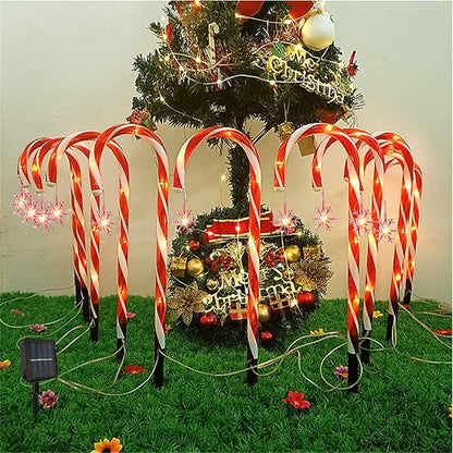 Solar Garden Lights Outdoor Decor, Candy Cane Outdoor Landscape Lights 15in, 8 Pack LED Lighted Christmas Path Lights String End-to-End Plug in Waterproof Outside Candy Xmas Decorations