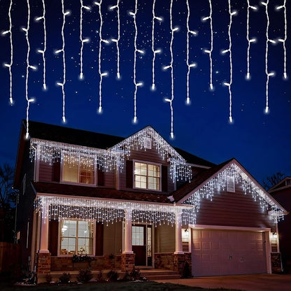 LED Christmas Lights, 100 LED Icicle Lights on 7FT with 4 Inch Spacing - 5MM Wide Angle White Bulbs, IP68 Waterproof & ETL Certified for Outdoor/Indoor