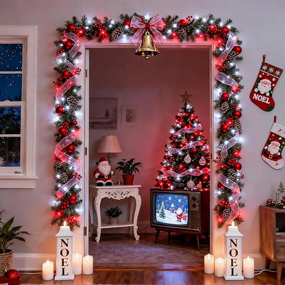 LAMPHOME Red White Valentine's String Lights，50LED Fairy Light Decor 25 Ft Indoor & Outdoor Party Patio Bedroom, Xmas Tree Garland Easter Holiday Decoration