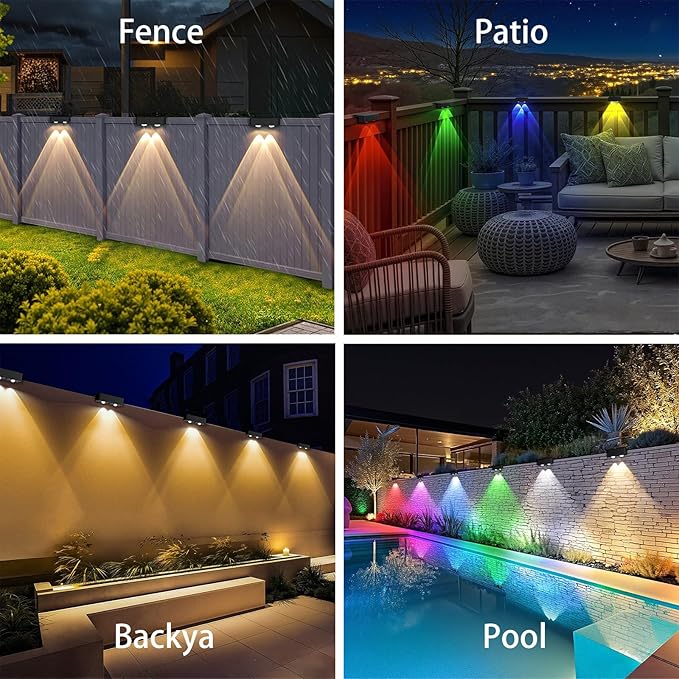 Solar Lights Outdoor Waterproof, WL09M-T RGBWW Spotlight Lens, Solar Lights Outdoor Decorative, 10 Colors for Patio, Garden Walls (MIN)