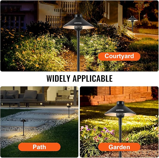 VEVOR 12 Pack Low Voltage Landscape Path Lights, 3W 210LM 12V-24VAC/DC Outdoor LED Pathway Lighting, 3000K Warm | Lumora