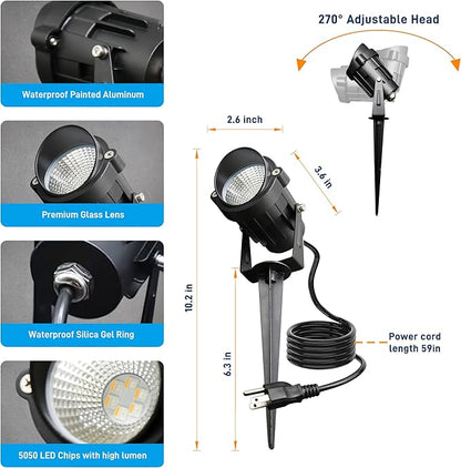 Halloween Christmas Outdoor Spotlights,12W RGBW Colors Changing Landscape Spotlight with Remote Control, IP65 Waterproof 110V Plug in LED Spotlight Outdoor for Yard Garden House (4Pack)