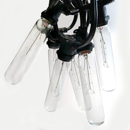 Hometown Evolution, Inc. Commercial Edison Bulb Outdoor String Lights with Hand-Threaded Filament (T25 Tube Edison - Commercial Black Wire, 25 ft)