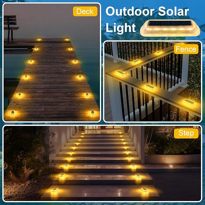 T-SUN Solar Deck Lights Outdoor Waterproof, Deck Lights Solar Powered, Driveway Marker Light for Fence Front Door | Lumora