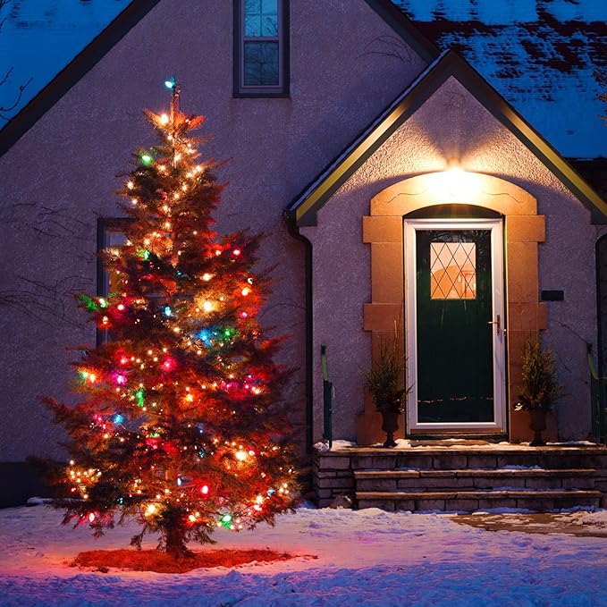 Multicolor C7 LED Christmas String Lights, 25FT Vintage Christmas Lights, Connectable Commercial Tree & Roofline Garden Wedding Decor