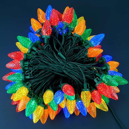 YULETIME Multicolor C9 Strawberry LED Christmas Lights, 68 ft 100 Count 8" Spacing Waterproof Holiday String Light (Multicolor - C9)