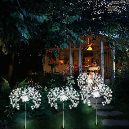 Solar Garden Lights Outdoor Decor, 3 Pack 360 LED Solar Fireworks Lights Waterproof 8 Modes Starburst Lights with Remote, Solar Flower Lights for Pathway Patio Yard Christmas Decorations(Cold White)