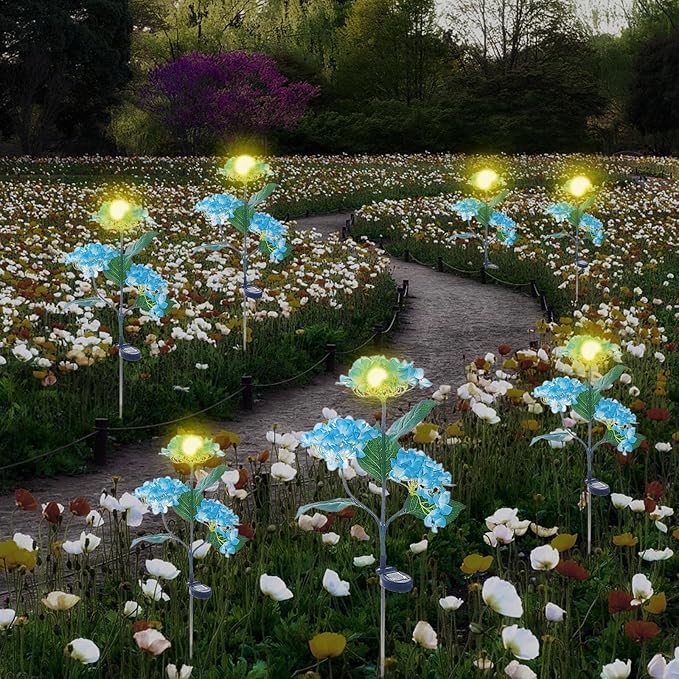 Solar Outdoor Lights, Hydrangea Garden Lights, Waterproof Garden Lawn Lamps, Inserted Flower LED Light for Yard | Lumora