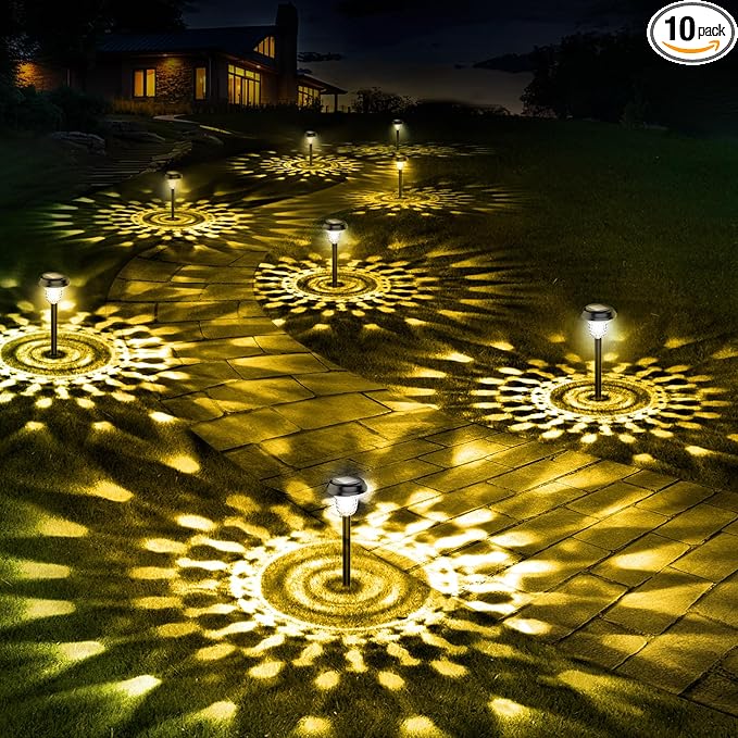 10 Pack Ultra Bright Solar Lights Outdoor Waterproof, from Dusk to Dawn Up to 12H Solar Light for Outside, Auto | Lumora