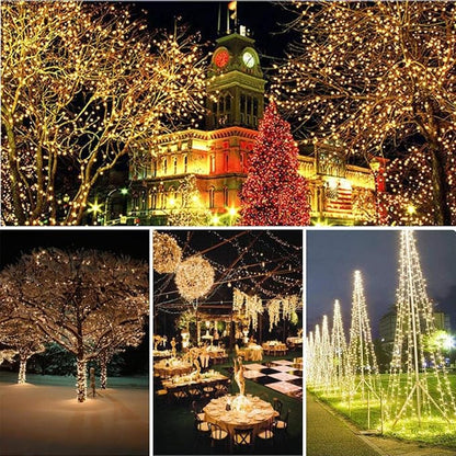 2 Pack 100 LED Solar Powered String Lights, Each 33FT Copper Wire 8 Modes Solar Fairy Lights Outdoor Waterproof for Garden, Patio, Party, Christmas, Home (Warm White)