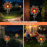 Solar Lights Outdoor Waterproof Red Sun Metal Crackle Glass Stake Decorative for Outside,Yard,Lawn,Patio,Walkway | Lumora