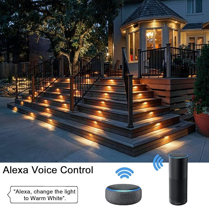 WiFi Controlled LED Deck Lights Multi Color Outdoor IP67 Waterproof Φ1.18 Low Voltage In-Ground Lights,Smart Phone | Lumora