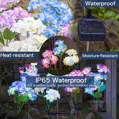 TONULAX Solar Garden Lights - 3 Pack Upgraded Version Outdoor Lights, Colorful Hydrangea Flower Light for Yard Decor, Garden Decoration, Two Lightning Modes & Enlarged Solar Panel