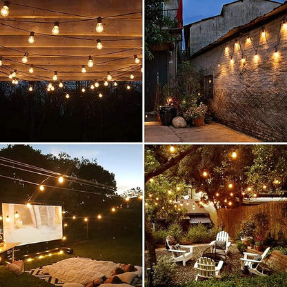 Outdoor String Lights LED 48FT Commercial Grade Heavy Duty with 16 2700K LED S14 Shatterproof Plastic Edison Bulb for Patio Back Yard Porch Party Decor