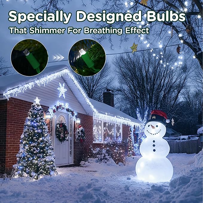 Christmas String Lights (White -Breathing, 25FT), Mini LED String Lights, Waterproof Fairy Lights for Outdoor Indoor Holiday Party Patios Wedding Valentines Day Halloween Xmas Decor