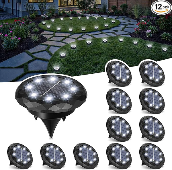 SOLPEX Mini Solar Ground Lights, 12 Pack Solar Lights Outdoor Waterproof, Landscape Lighting for Garden Pathway | Lumora