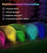 SUNVIE RGBW Spot Lights Outdoor Color Changing Landscape Lighting 12W LED Outdoor Spotlights with Remote Control | Lumora