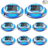 Solar Driveway Lights, 8 Pack Heavy Duty Driveway Lights Solar Powered 2 Color Mode (Cool White/Blue) IP68 | Lumora