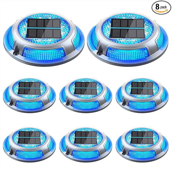 Solar Driveway Lights, 8 Pack Heavy Duty Driveway Lights Solar Powered 2 Color Mode (Cool White/Blue) IP68 | Lumora