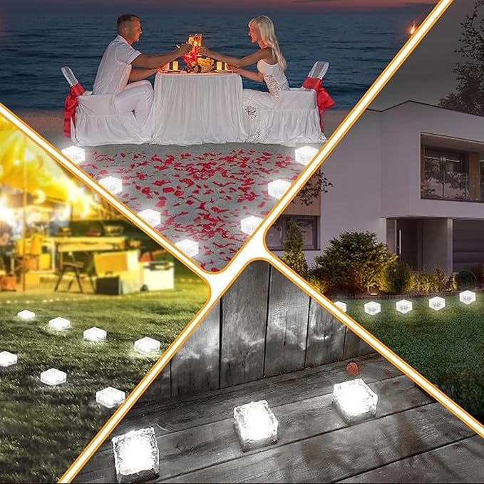 Solar Lights, Brick Lights, Outdoor Waterproof, Recessed, for Garden, Sidewalk, Path, Yard Decoration, Landscape Lighting, 2 Pack (White Light (2.95 inches))