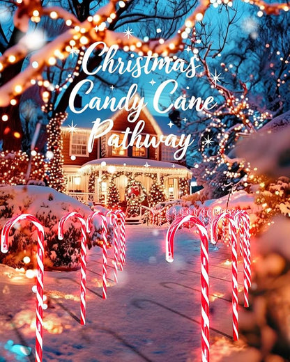 COOLWUFAN 24 Pack Solar Christmas Candy Cane Lights Outdoor Decorations, Christmas Pathway Lights with 168 Warm Lights, Waterproof Xmas Decor Marker Lights for Yard, Garden, Walkway, Lawn