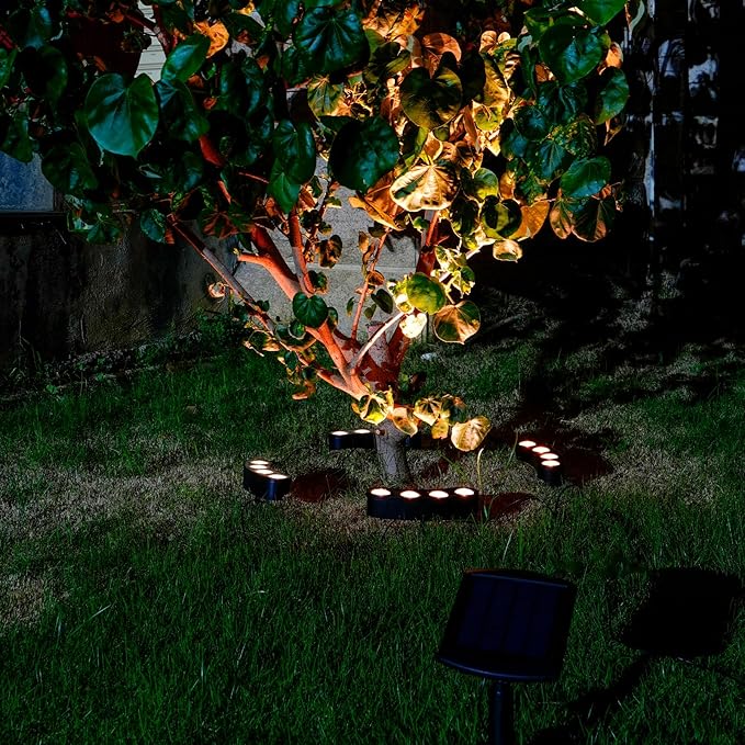 Solar Palm Tree Lights Outdoor, 2000MAH Ring LED Landscape Uplights for Tree, IP65 Waterproof, 2-In-1 | Lumora