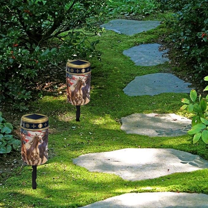 American Horse Cemetery Solar Stake Lights Decorative Patriotic Solar Pathway Lights Landscape Lights Gravesite | Lumora