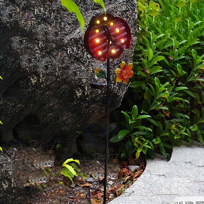 Solar Garden Decor Lights,Outdoor Garden Stakes Waterproof Beetle Lights Gifts for Women Mum and Metal Bird Decorative LED Lanterns for Yard, Patio(Beetle)