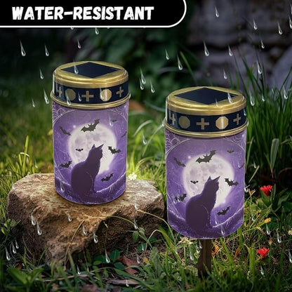 Black Cat Bat Solar Garden Lights Outdoor Waterproof Decorative Solar Lights Outdoor Solar Lights for Garden Yard Patio Lawn Outdoor Decor