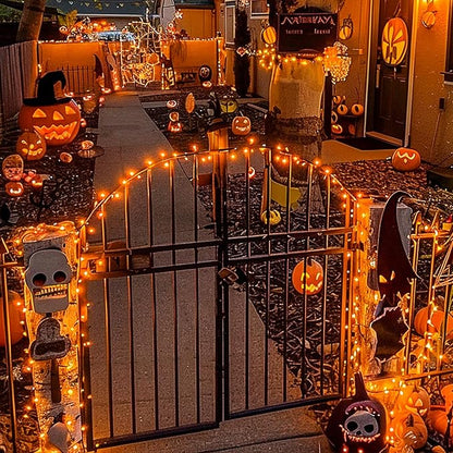JMEXSUSS 500 LED Halloween Lights Outdoor, 163FT 8 Modes Orange Halloween Light Indoor Clear Wire, Outdoor Waterproof Fall Lights Plug in for Thanksgiving Room Porch Christmas