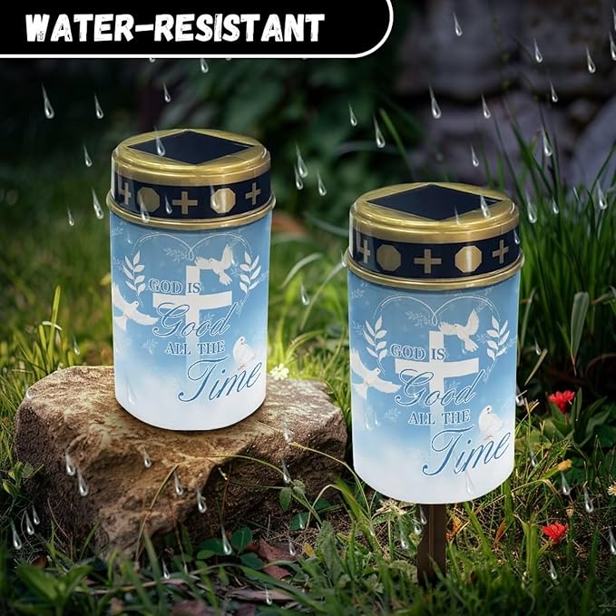 Cross Pigeon Solar Powered Cemetery Memorial Light,Cemetery Decorations for Grave,Grave Markers for Cemetery Solar Cemetery Lamp,Solar Grave Light