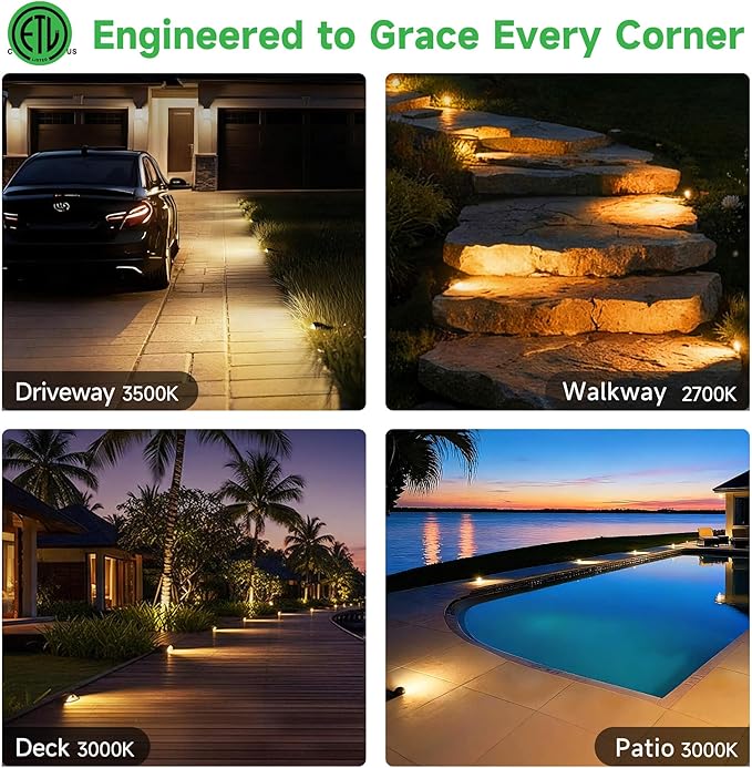 In Ground Well Lights 2700K - 12V Wired One Directional Inground Fixture, 5 Colors Ground Landscape Lighting, LED | Lumora