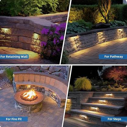 Hardscape Lighting Retaining Wall Lights IP67 Waterproof, 7 Inch LED Outdoor Step Lights Low Voltage 12V, 2700K, Landscape Lights for Outdoor Kitchen Stone Walls Patio Deck Stair (Warm White, 12 Pack)