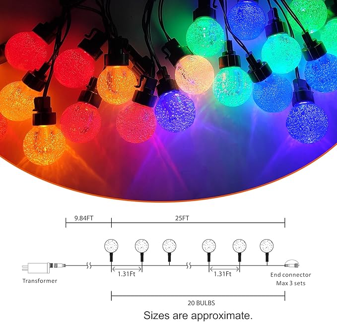 AWQ 35 FT Globe String Lights Outdoor Commercial Grade Light with 20 G50 Shatterproof LED Bulbs Waterproof | Lumora