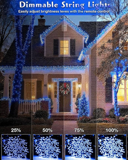 580 LED String Lights, 196FT Indoor Outdoor Fairy Lights, Waterproof Twinkle Christmas Decorations Lights with Remote for Bedroom Outside Tree Garden Patio Camping Wedding Party Décor, Blue