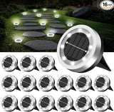 Mini Solar Ground Lights 16 Pack Outdoor IP65 Waterproof Solar Flat Garden Light Solor Powered Disc Pathway Lights | Lumora